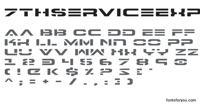 A fonte 7thServiceExpanded – alfabeto, números, caracteres especiais