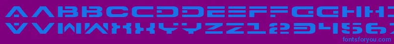 Fonte 7thServiceExpanded – fontes azuis em um fundo violeta