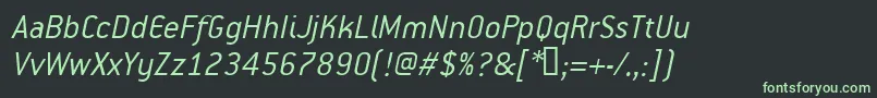 フォントPfpremierLightItalic – 黒い背景に緑の文字