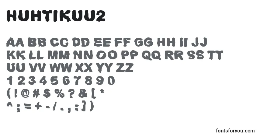 Czcionka Huhtikuu2 – alfabet, cyfry, specjalne znaki