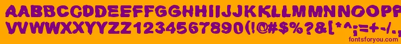 Huhtikuu2-Schriftart – Violette Schriften auf orangefarbenem Hintergrund