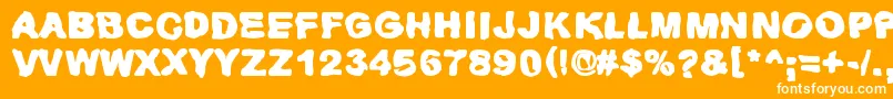 Huhtikuu2-Schriftart – Weiße Schriften auf orangefarbenem Hintergrund