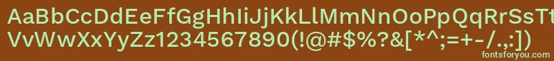 Czcionka WorksansMedium – zielone czcionki na brązowym tle