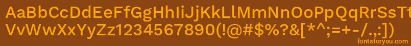 フォントWorksansMedium – オレンジ色の文字が茶色の背景にあります。