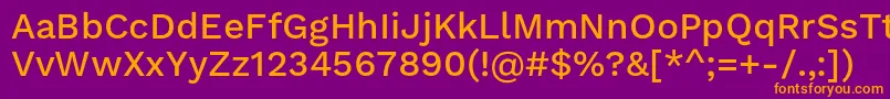 フォントWorksansMedium – 紫色の背景にオレンジのフォント