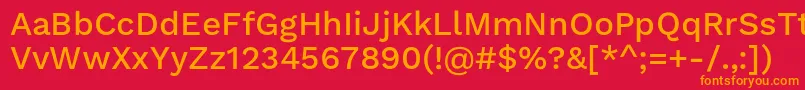 フォントWorksansMedium – 赤い背景にオレンジの文字