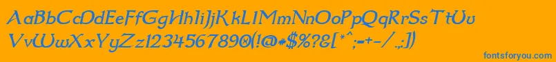 Dum2ital Font – Blue Fonts on Orange Background