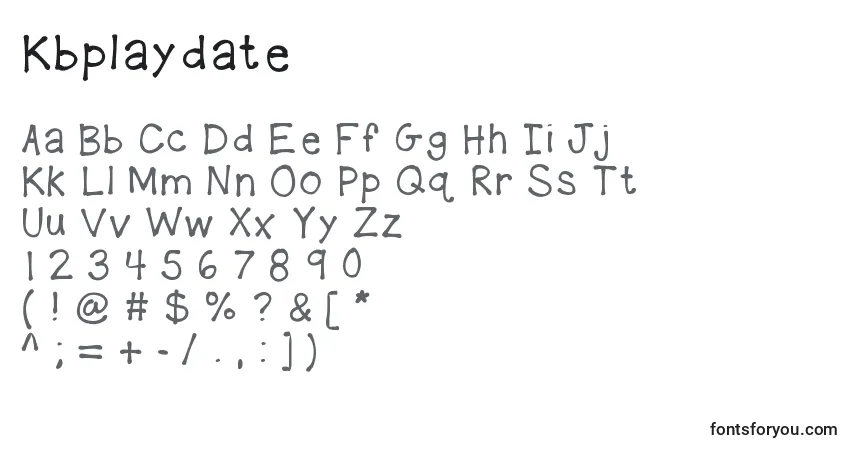 Fuente Kbplaydate - alfabeto, números, caracteres especiales