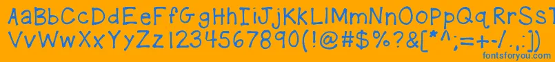 フォントKbplaydate – オレンジの背景に青い文字