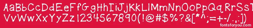Kbplaydate-Schriftart – Weiße Schriften auf rotem Hintergrund
