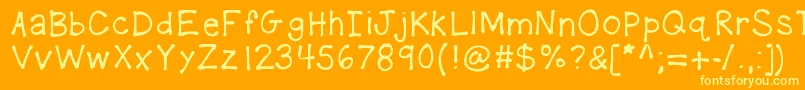 Kbplaydate-Schriftart – Gelbe Schriften auf orangefarbenem Hintergrund