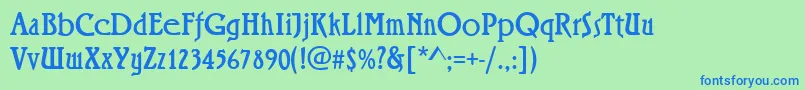 フォントRiminiRegular – 青い文字は緑の背景です。