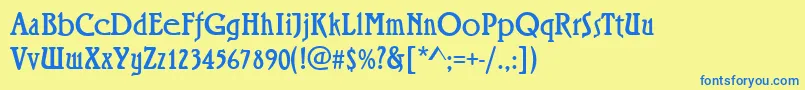 RiminiRegular Font – Blue Fonts on Yellow Background
