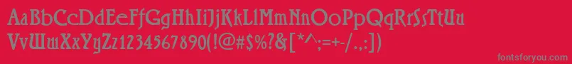 Fonte RiminiRegular – fontes cinzas em um fundo vermelho