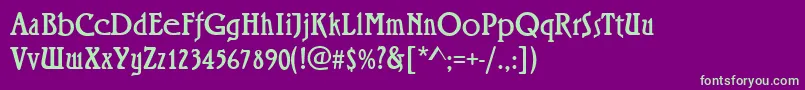 フォントRiminiRegular – 紫の背景に緑のフォント