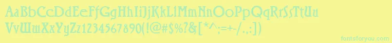 Fonte RiminiRegular – fontes verdes em um fundo amarelo