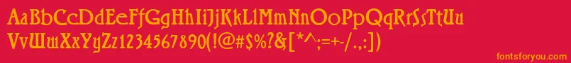 フォントRiminiRegular – 赤い背景にオレンジの文字