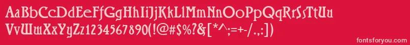 Fonte RiminiRegular – fontes rosa em um fundo vermelho