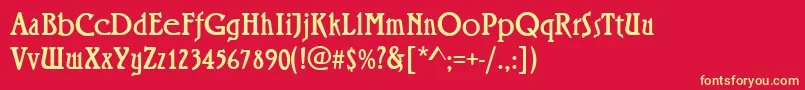 フォントRiminiRegular – 黄色の文字、赤い背景