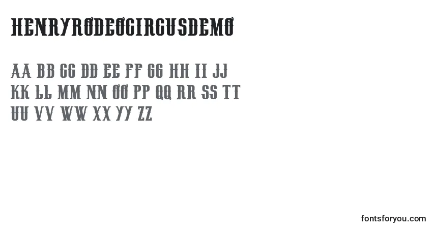 Czcionka HenryrodeocircusDemo – alfabet, cyfry, specjalne znaki