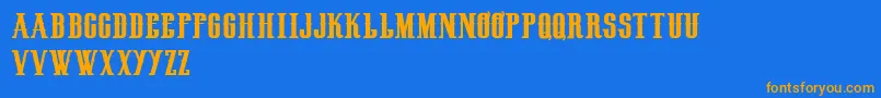 HenryrodeocircusDemo-Schriftart – Orangefarbene Schriften auf blauem Hintergrund