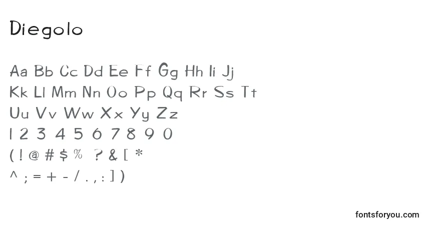 Шрифт Diegolo – алфавит, цифры, специальные символы