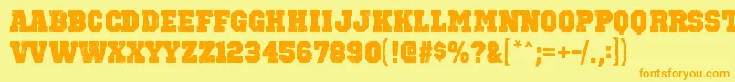 Fonte OctinvintagebblRegular – fontes laranjas em um fundo amarelo