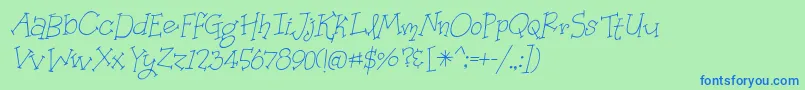 フォントOrganicFridaysItalic – 青い文字は緑の背景です。