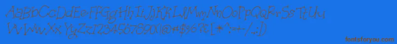 OrganicFridaysItalic-Schriftart – Braune Schriften auf blauem Hintergrund
