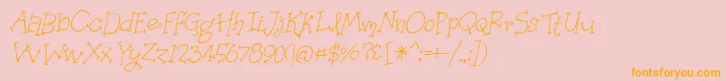 フォントOrganicFridaysItalic – オレンジの文字がピンクの背景にあります。