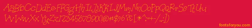 OrganicFridaysItalic-Schriftart – Orangefarbene Schriften auf rotem Hintergrund