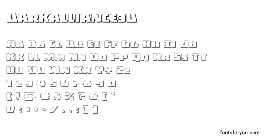 A fonte Darkalliance3D – alfabeto, números, caracteres especiais