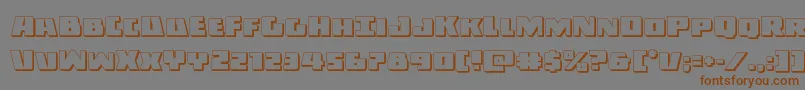 フォントDarkalliance3D – 茶色の文字が灰色の背景にあります。