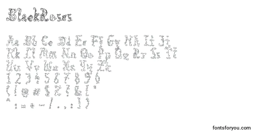 Schriftart BlackRoses – Alphabet, Zahlen, spezielle Symbole