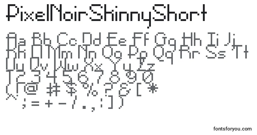 Шрифт PixelNoirSkinnyShort – алфавит, цифры, специальные символы