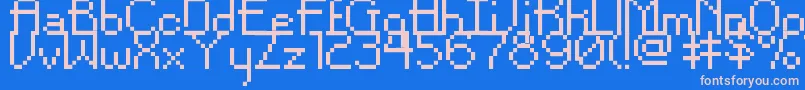 Fonte PixelNoirSkinnyShort – fontes rosa em um fundo azul