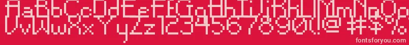 PixelNoirSkinnyShort-Schriftart – Rosa Schriften auf rotem Hintergrund
