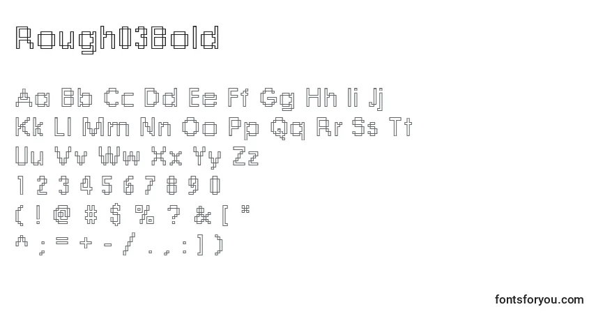 A fonte Rough03Bold – alfabeto, números, caracteres especiais