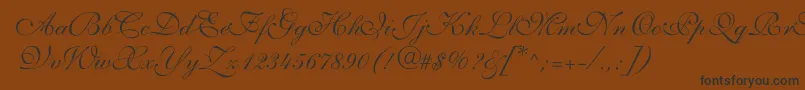 ShelleyVolantescript-Schriftart – Schwarze Schriften auf braunem Hintergrund