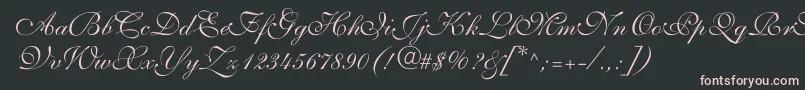 フォントShelleyVolantescript – 黒い背景にピンクのフォント