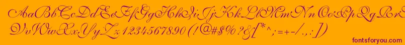 ShelleyVolantescript Font – Purple Fonts on Orange Background