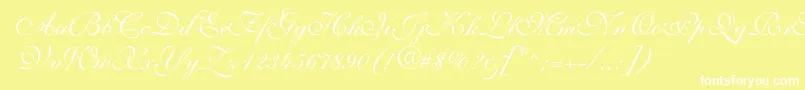 Fonte ShelleyVolantescript – fontes brancas em um fundo amarelo