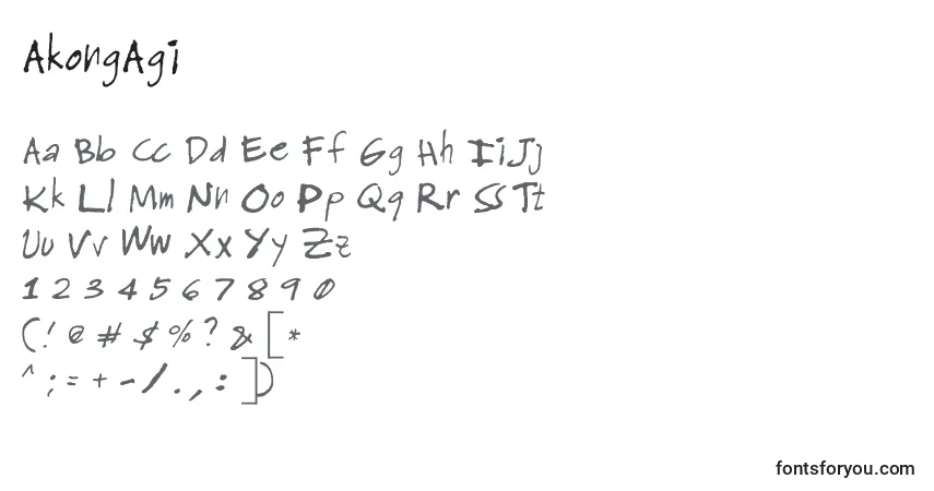 Czcionka AkongAgi – alfabet, cyfry, specjalne znaki
