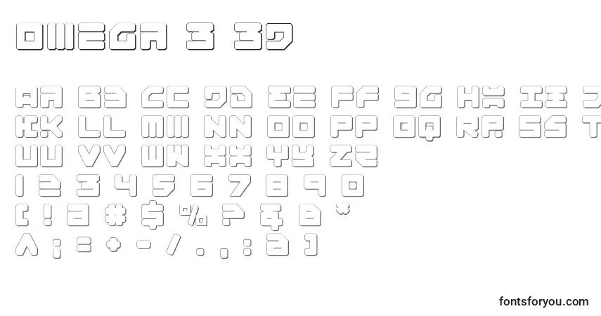 Omega 3 3D font – alphabet, numbers, special characters