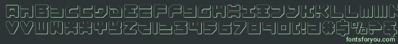 フォントOmega 3 3D – 黒い背景に緑の文字