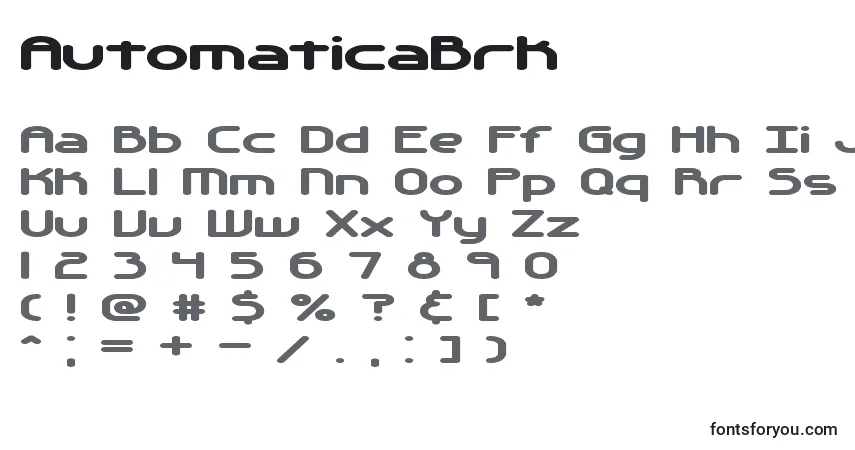 AutomaticaBrk font – alphabet, numbers, special characters