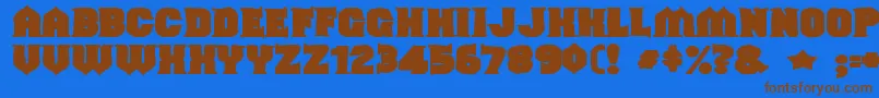 フォントShouldveknownink – 茶色の文字が青い背景にあります。