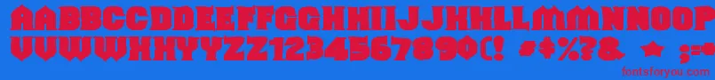 フォントShouldveknownink – 赤い文字の青い背景