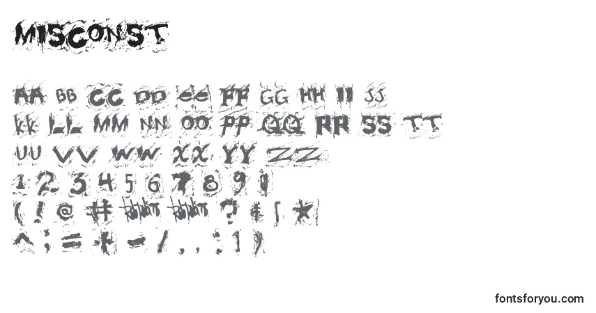 Czcionka Misconst – alfabet, cyfry, specjalne znaki
