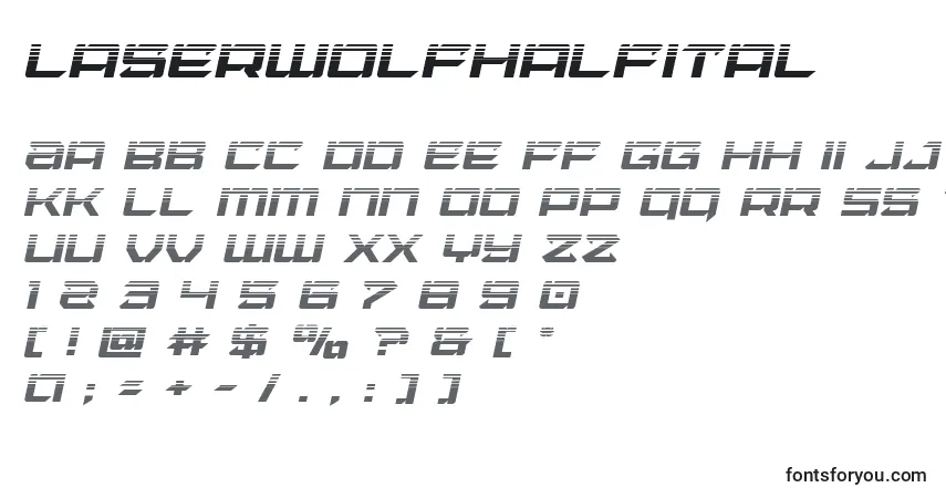 A fonte Laserwolfhalfital – alfabeto, números, caracteres especiais